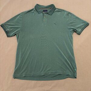 Tommy Bahama Polo Shirt 2XL XXL Green Olive Short Sleeves Casual Herringbone